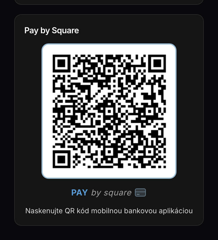 QR kód Pay by Square na verejnej stránke faktúry