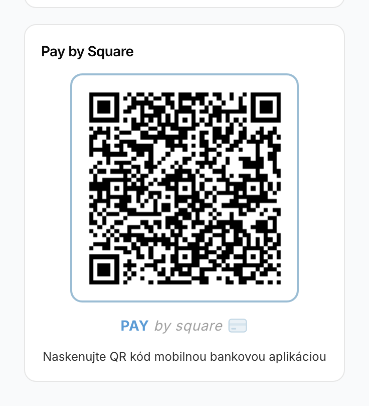 QR kód Pay by Square na verejnej stránke faktúry