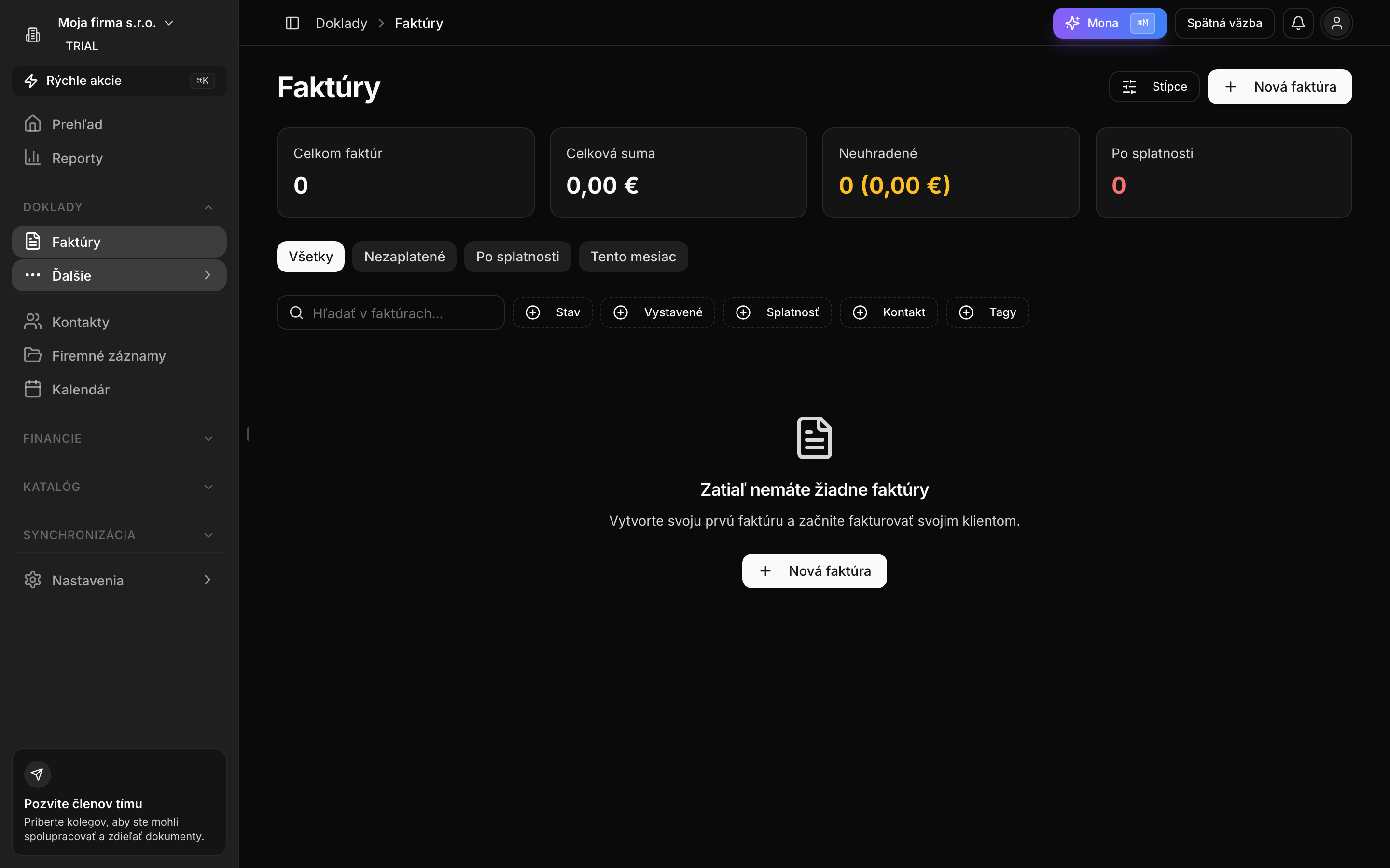 Rýchle menu v riadku zoznamu