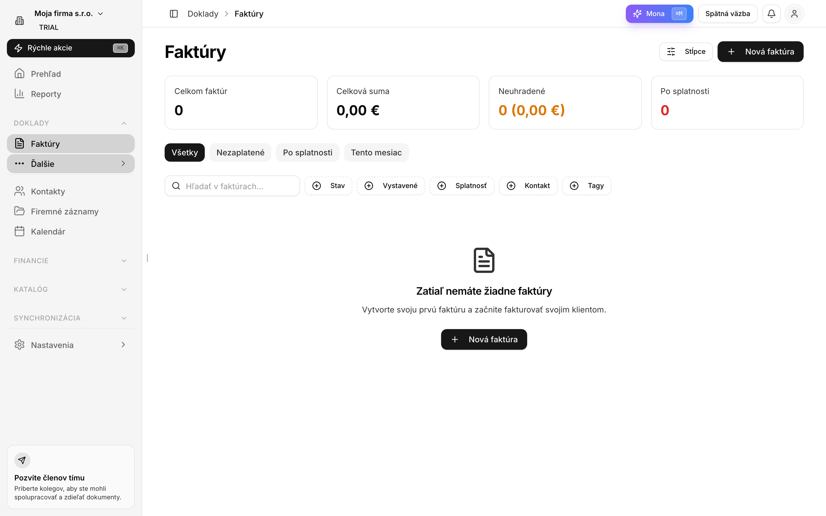 Rýchle menu v riadku zoznamu