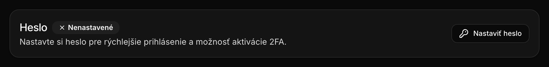 Sekcia Heslo v profile