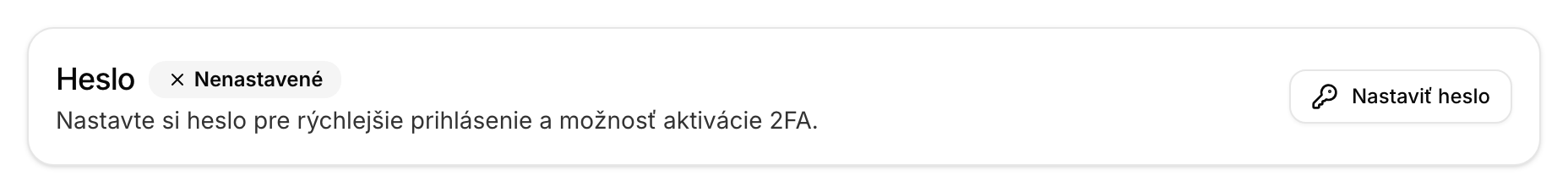 Sekcia Heslo v profile