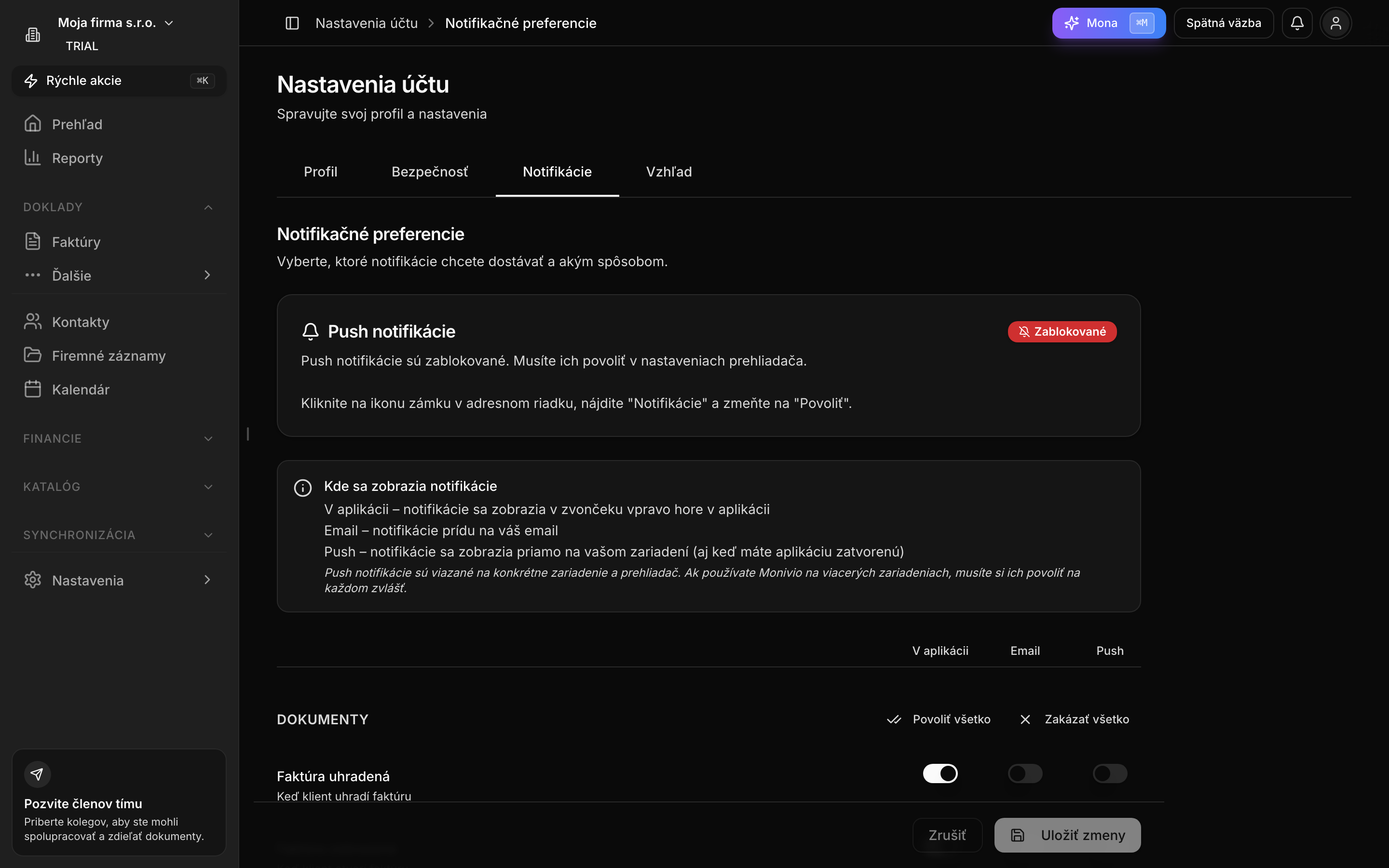 Nastavenie automatických upomienok