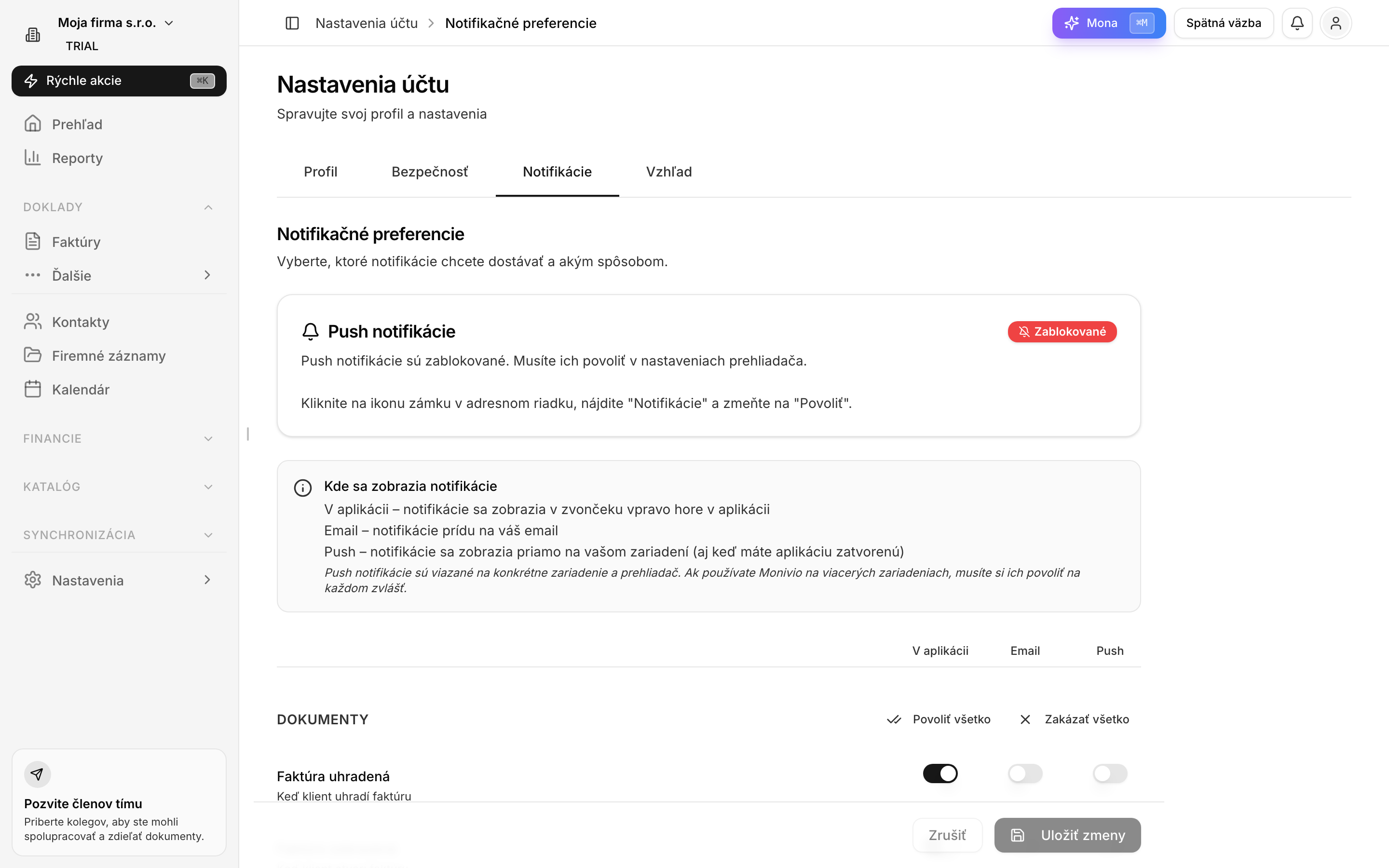 Nastavenie automatických upomienok