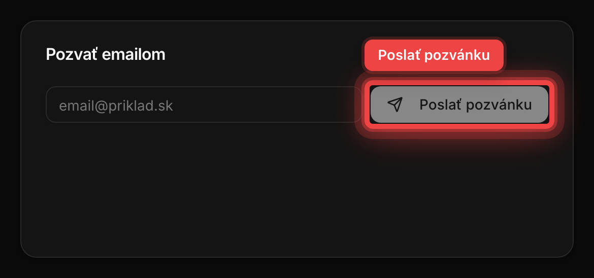 Formulár na pozvanie e-mailom