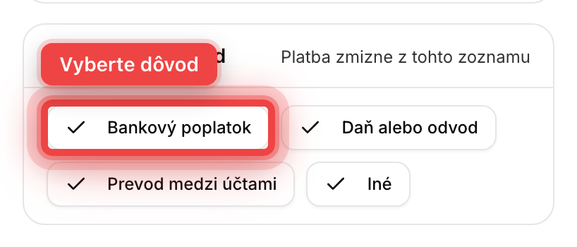 Karta Nepotrebuje doklad s tlačidlami dôvodov